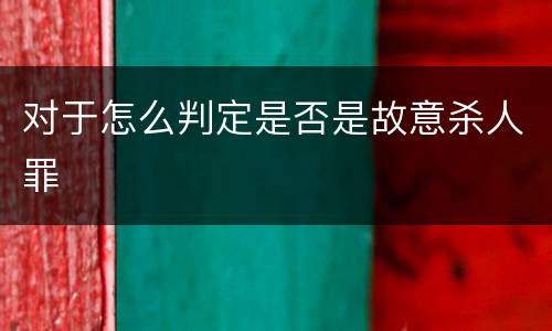 对于怎么判定是否是故意杀人罪