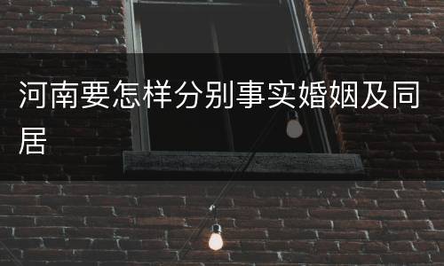 河南要怎样分别事实婚姻及同居