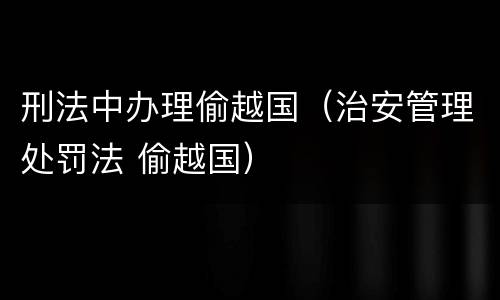 刑法中办理偷越国（治安管理处罚法 偷越国）