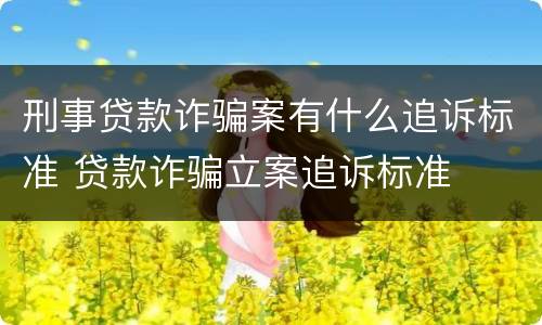 刑事贷款诈骗案有什么追诉标准 贷款诈骗立案追诉标准
