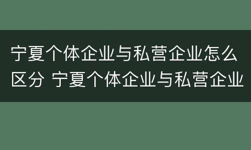 宁夏个体企业与私营企业怎么区分 宁夏个体企业与私营企业怎么区分的