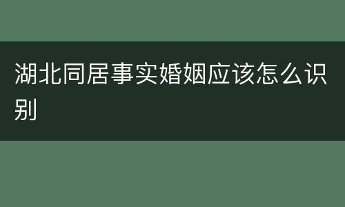 湖北同居事实婚姻应该怎么识别