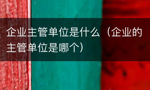 企业主管单位是什么（企业的主管单位是哪个）