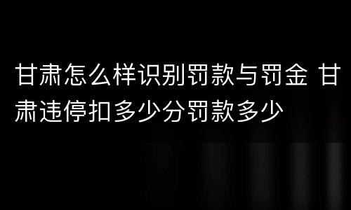 甘肃怎么样识别罚款与罚金 甘肃违停扣多少分罚款多少