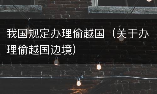 我国规定办理偷越国（关于办理偷越国边境）