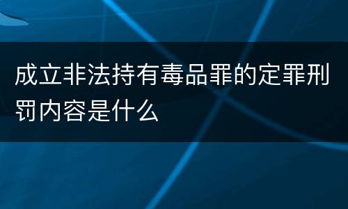 成立非法持有毒品罪的定罪刑罚内容是什么