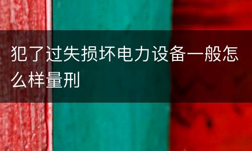 犯了过失损坏电力设备一般怎么样量刑