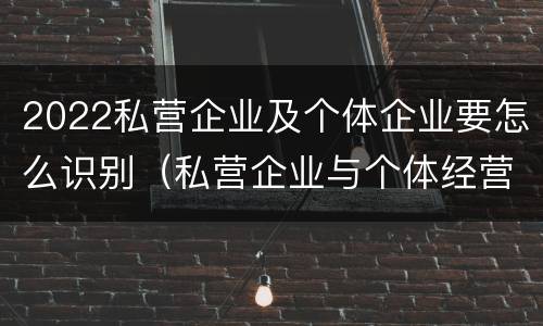 2022私营企业及个体企业要怎么识别（私营企业与个体经营企业的区别）