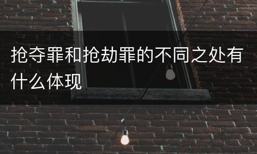 抢夺罪和抢劫罪的不同之处有什么体现