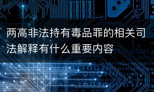两高非法持有毒品罪的相关司法解释有什么重要内容
