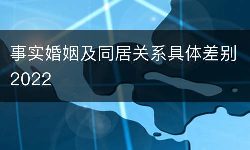 事实婚姻及同居关系具体差别2022
