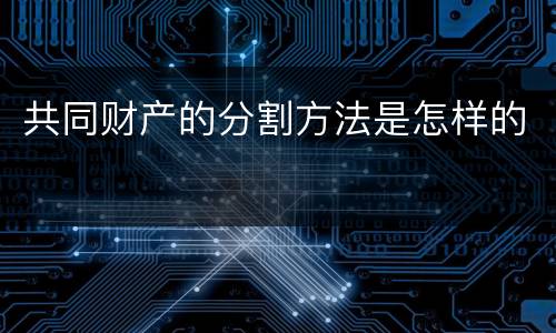 共同财产的分割方法是怎样的