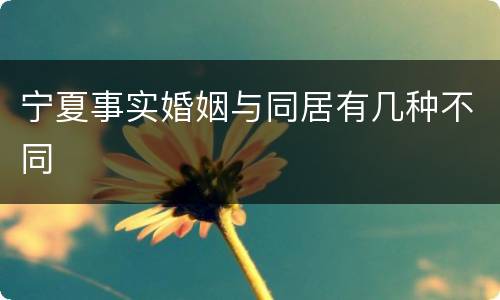 宁夏事实婚姻与同居有几种不同