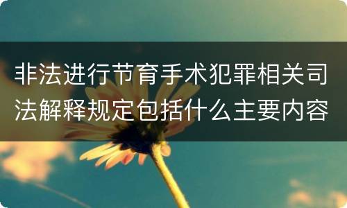 非法进行节育手术犯罪相关司法解释规定包括什么主要内容