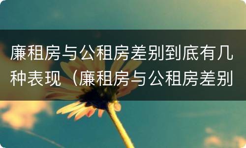 廉租房与公租房差别到底有几种表现（廉租房与公租房差别到底有几种表现呢）
