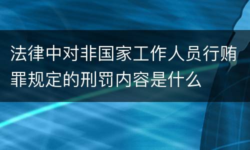 法律中对非国家工作人员行贿罪规定的刑罚内容是什么