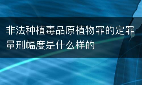 非法种植毒品原植物罪的定罪量刑幅度是什么样的