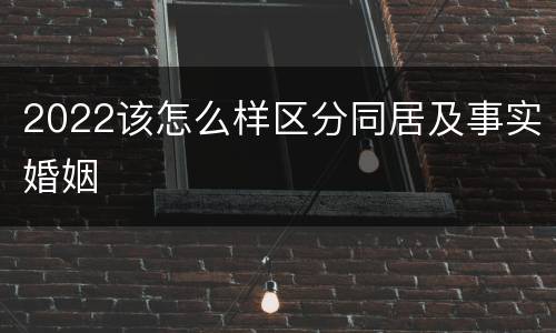 2022该怎么样区分同居及事实婚姻
