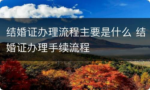 结婚证办理流程主要是什么 结婚证办理手续流程
