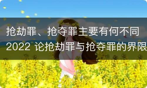 抢劫罪、抢夺罪主要有何不同2022 论抢劫罪与抢夺罪的界限