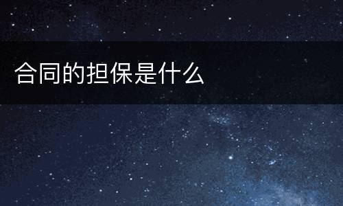 合同的担保是什么