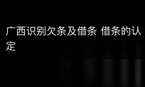 广西识别欠条及借条 借条的认定