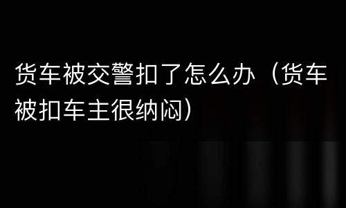 货车被交警扣了怎么办（货车被扣车主很纳闷）