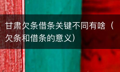 甘肃欠条借条关键不同有啥（欠条和借条的意义）
