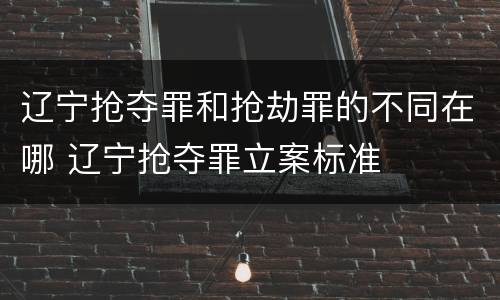 辽宁抢夺罪和抢劫罪的不同在哪 辽宁抢夺罪立案标准