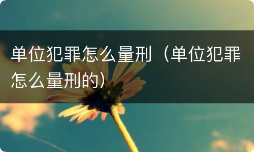 单位犯罪怎么量刑（单位犯罪怎么量刑的）