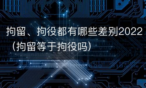拘留、拘役都有哪些差别2022（拘留等于拘役吗）