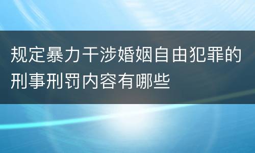 规定暴力干涉婚姻自由犯罪的刑事刑罚内容有哪些