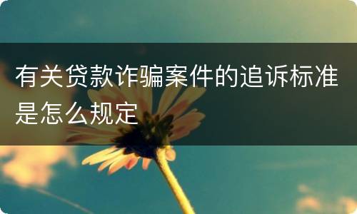 有关贷款诈骗案件的追诉标准是怎么规定