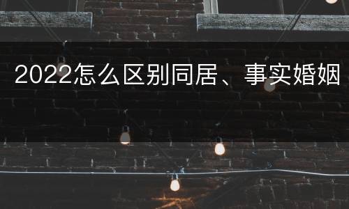 2022怎么区别同居、事实婚姻