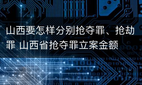 山西要怎样分别抢夺罪、抢劫罪 山西省抢夺罪立案金额