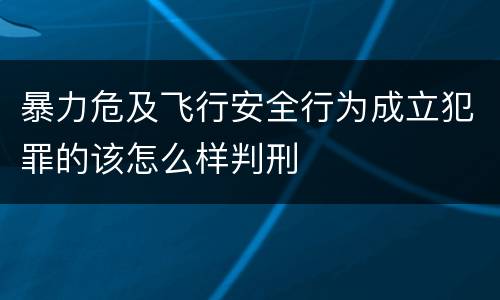 暴力危及飞行安全行为成立犯罪的该怎么样判刑