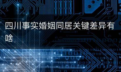 四川事实婚姻同居关键差异有啥