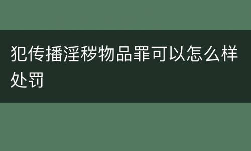 犯传播淫秽物品罪可以怎么样处罚