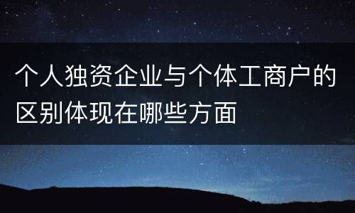 个人独资企业与个体工商户的区别体现在哪些方面