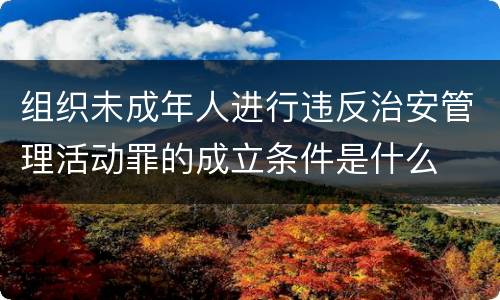 组织未成年人进行违反治安管理活动罪的成立条件是什么
