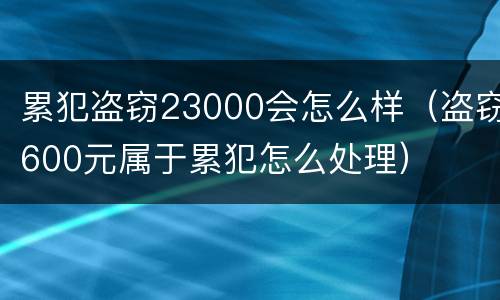累犯盗窃23000会怎么样（盗窃600元属于累犯怎么处理）