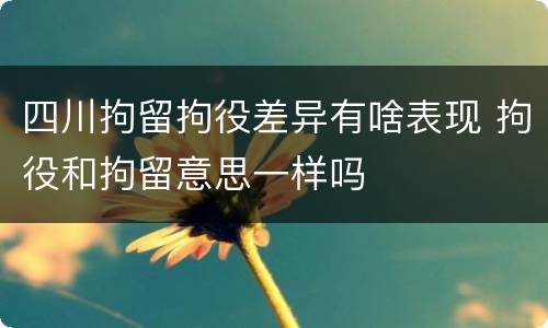 四川拘留拘役差异有啥表现 拘役和拘留意思一样吗
