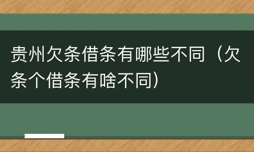 贵州欠条借条有哪些不同（欠条个借条有啥不同）