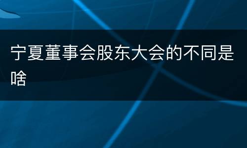 宁夏董事会股东大会的不同是啥