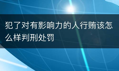 犯了对有影响力的人行贿该怎么样判刑处罚