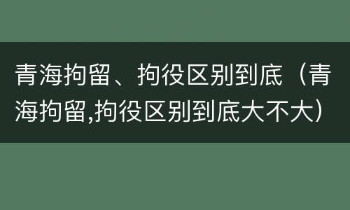 青海拘留、拘役区别到底（青海拘留,拘役区别到底大不大）