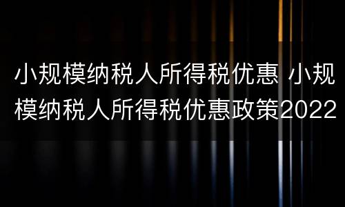 小规模纳税人所得税优惠 小规模纳税人所得税优惠政策2022