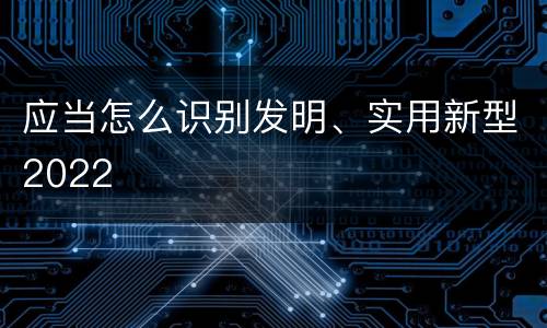 应当怎么识别发明、实用新型2022