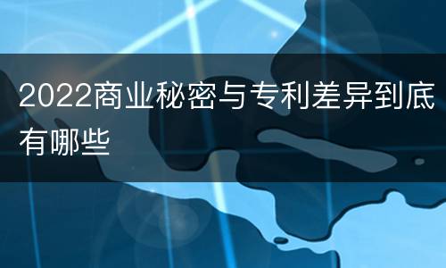 2022商业秘密与专利差异到底有哪些