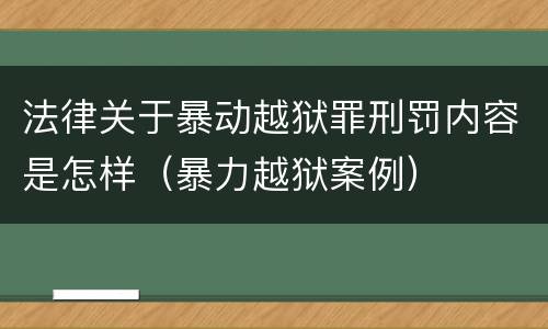 法律关于暴动越狱罪刑罚内容是怎样（暴力越狱案例）
